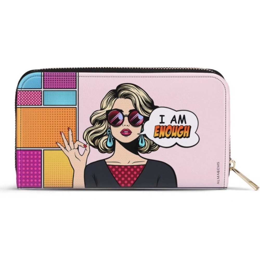 I Am Enough Women's Personalized‎ Custom Pink Leather Wallet